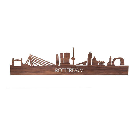 Skyline Rotterdam Noten houten cadeau decoratie relatiegeschenk van WoodWideCities