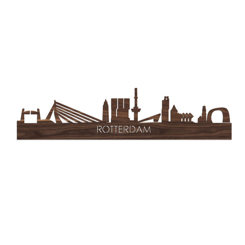 Skyline Rotterdam Noten houten cadeau decoratie relatiegeschenk van WoodWideCities