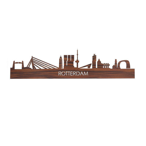 Skyline Rotterdam Palissander houten cadeau decoratie relatiegeschenk van WoodWideCities