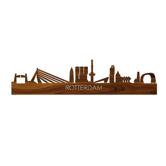 Skyline Rotterdam Palissander houten cadeau decoratie relatiegeschenk van WoodWideCities