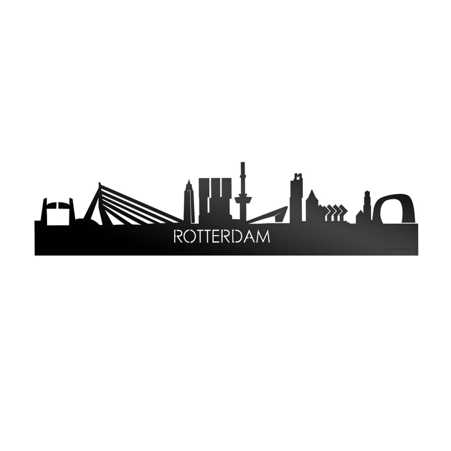 Skyline Rotterdam Zwart glanzend gerecycled kunststof cadeau decoratie relatiegeschenk van WoodWideCities