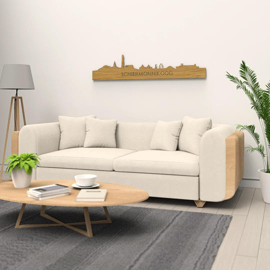 Skyline Schiermonnikoog Eiken houten cadeau decoratie relatiegeschenk van WoodWideCities