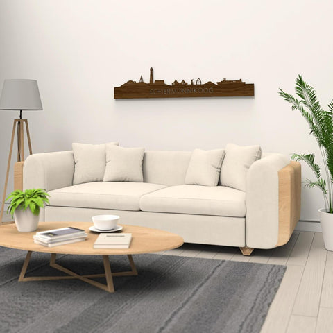 Skyline Schiermonnikoog Noten houten cadeau decoratie relatiegeschenk van WoodWideCities