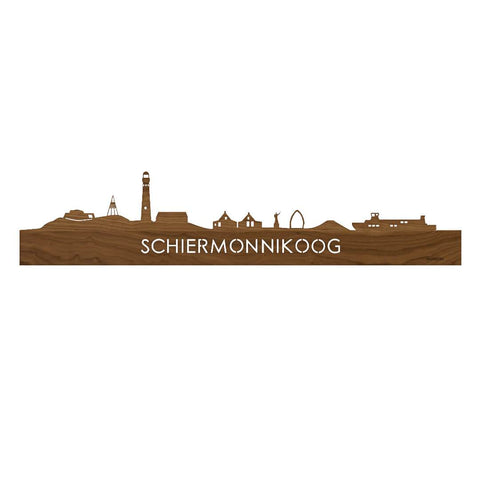 Skyline Schiermonnikoog Noten houten cadeau decoratie relatiegeschenk van WoodWideCities