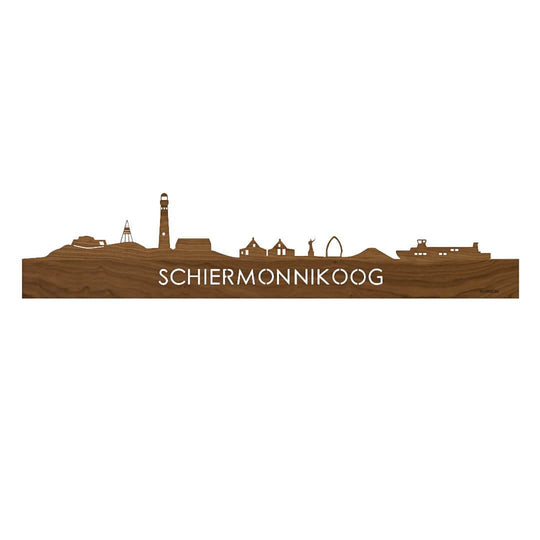Skyline Schiermonnikoog Noten houten cadeau decoratie relatiegeschenk van WoodWideCities
