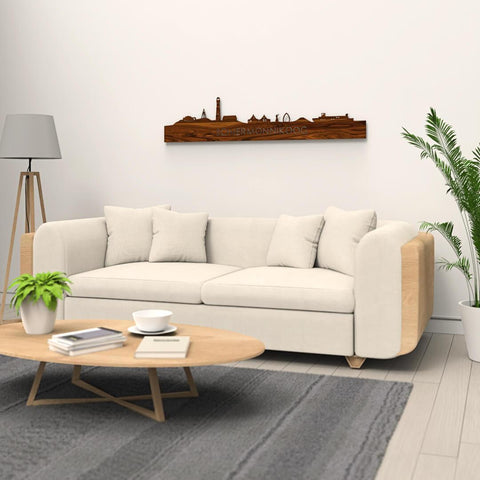 Skyline Schiermonnikoog Palissander houten cadeau decoratie relatiegeschenk van WoodWideCities