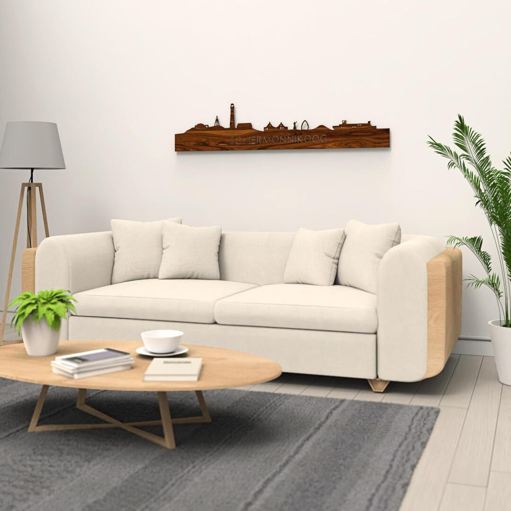 Skyline Schiermonnikoog Palissander houten cadeau decoratie relatiegeschenk van WoodWideCities