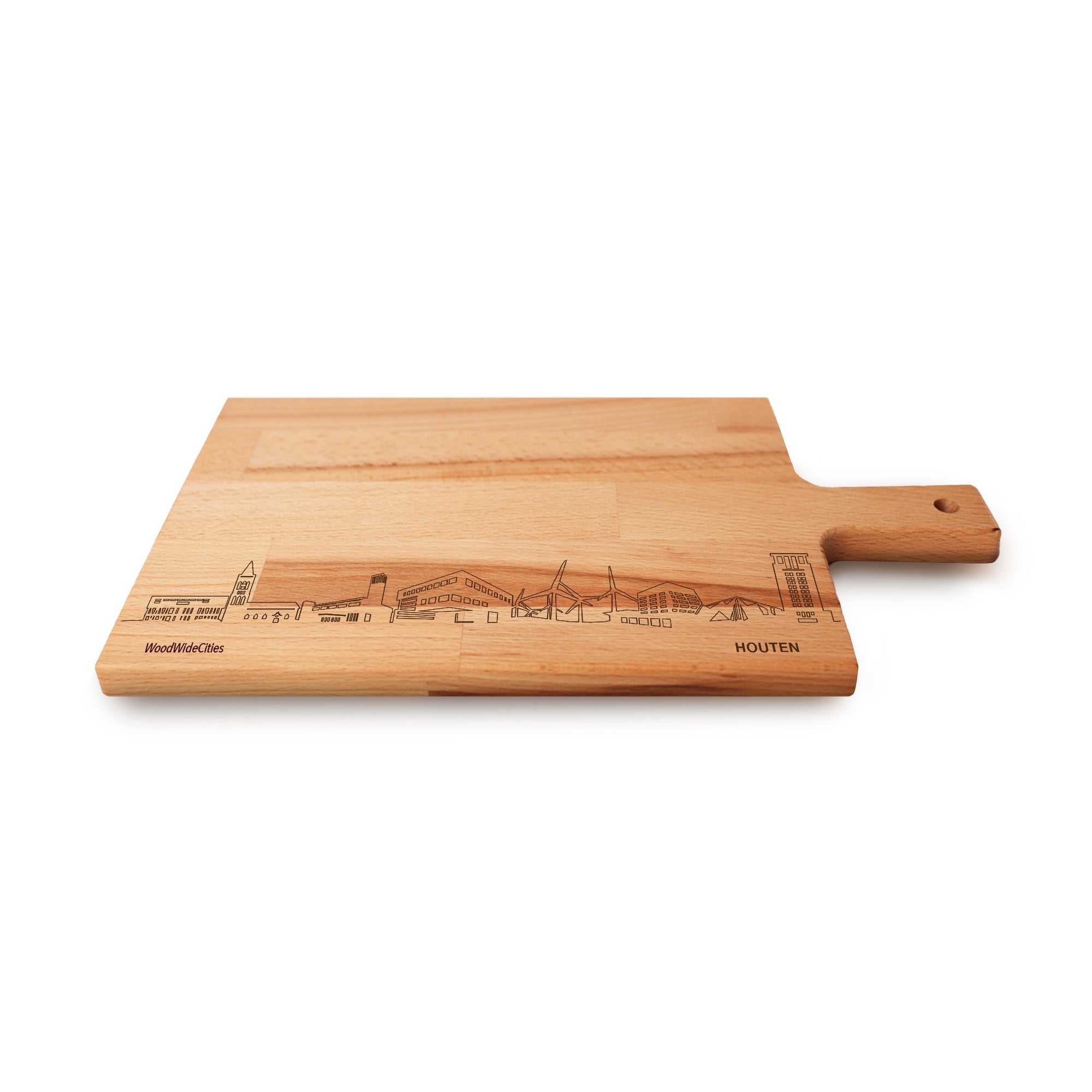 Skyline Serveerplank Houten houten cadeau decoratie relatiegeschenk van WoodWideCities