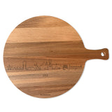 Skyline Serveerplank Rond Oss houten cadeau decoratie relatiegeschenk van WoodWideCities
