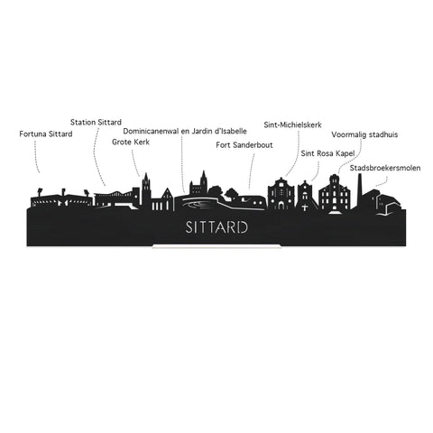 Skyline Serveerplank Rond Sittard houten cadeau decoratie relatiegeschenk van WoodWideCities