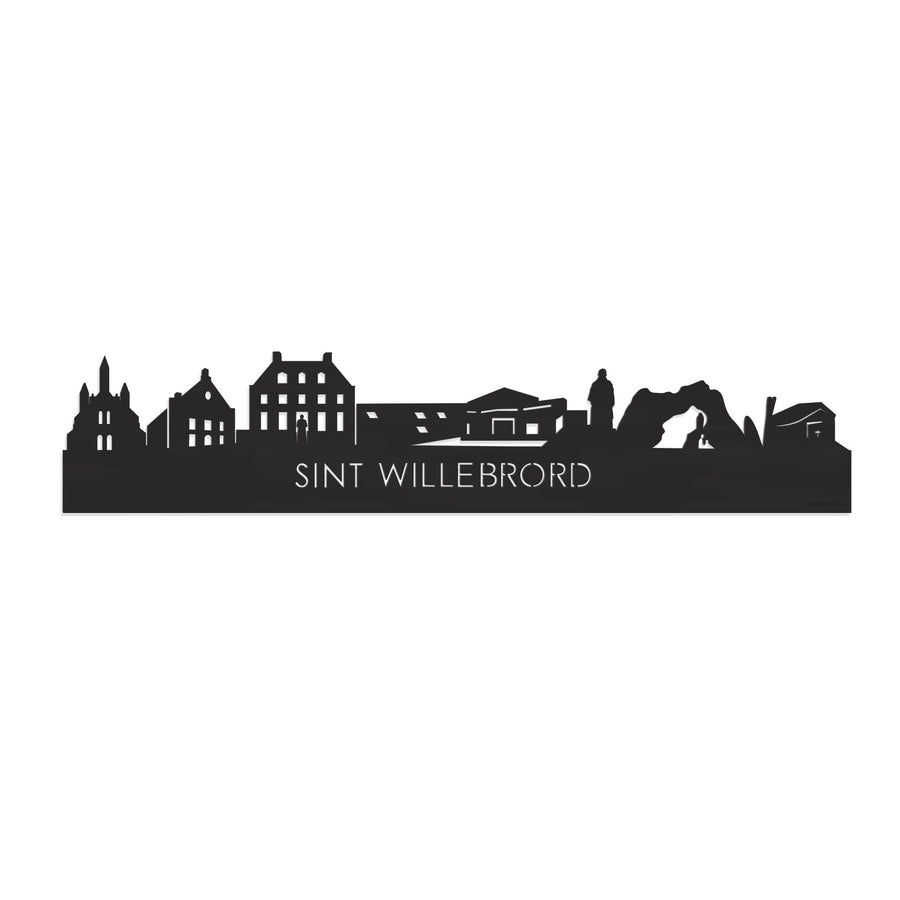 Skyline Sint Willebrord Zwart houten cadeau decoratie relatiegeschenk van WoodWideCities