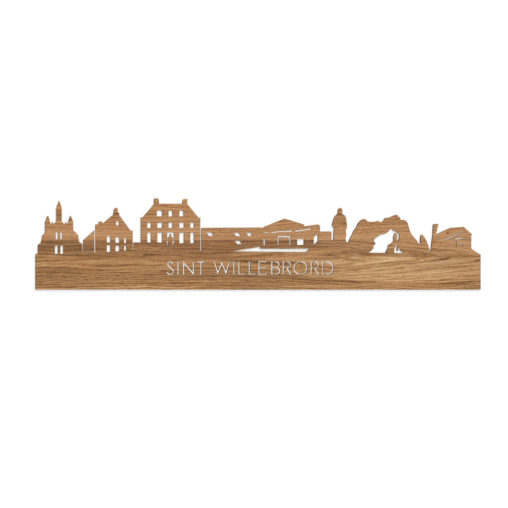 Skyline Sint Willebrord Eiken houten cadeau decoratie relatiegeschenk van WoodWideCities