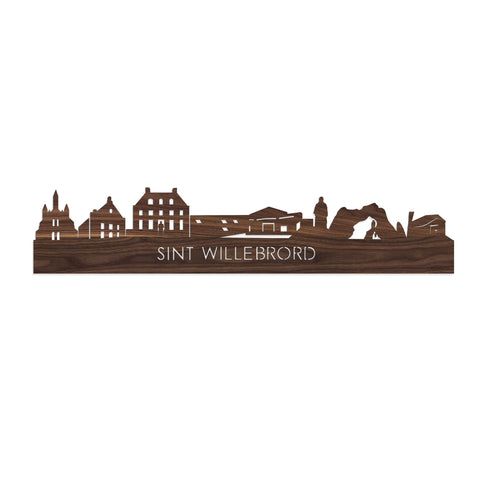Skyline Sint Willebrord Noten houten cadeau decoratie relatiegeschenk van WoodWideCities
