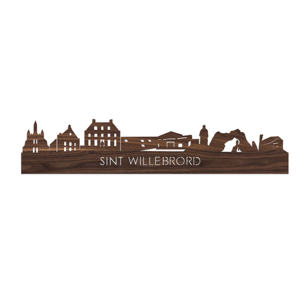 Skyline Sint Willebrord Noten houten cadeau decoratie relatiegeschenk van WoodWideCities