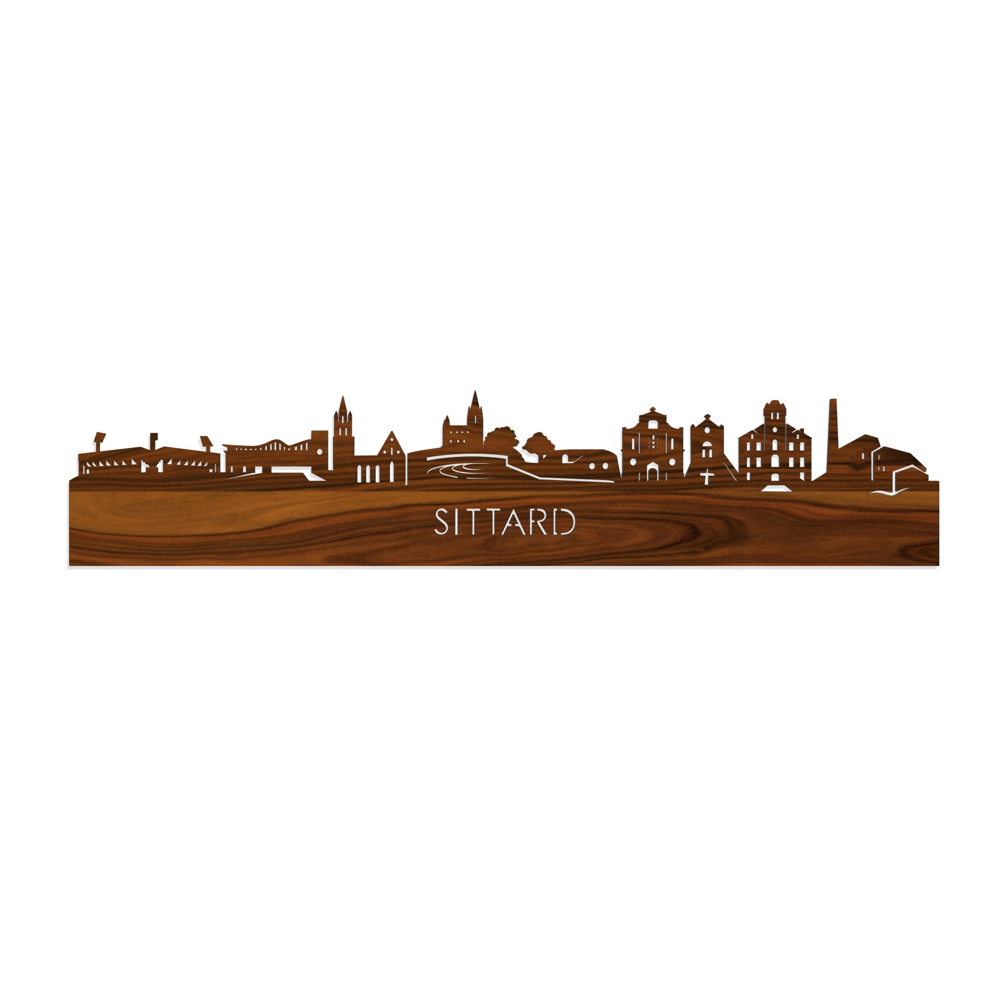 Skyline Sittard Palissander houten cadeau decoratie relatiegeschenk van WoodWideCities