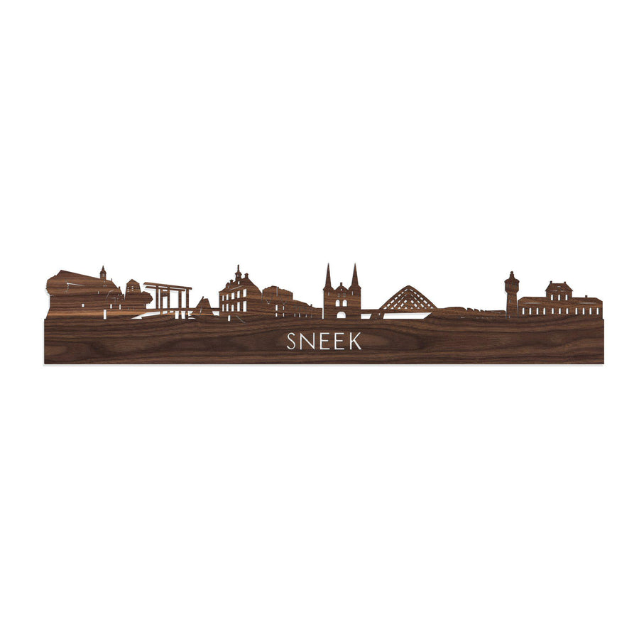 Skyline Sneek Noten 80 cm Zonder verlichting  houten cadeau decoratie relatiegeschenk van WoodWideCities