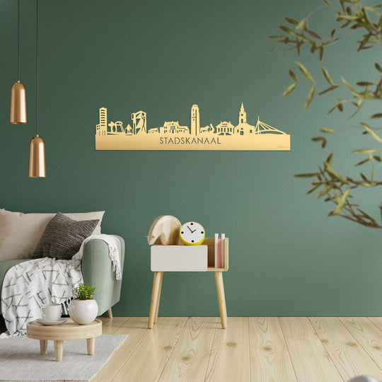 Skyline Stadskanaal Metallic Goud gerecycled kunststof cadeau decoratie relatiegeschenk van WoodWideCities