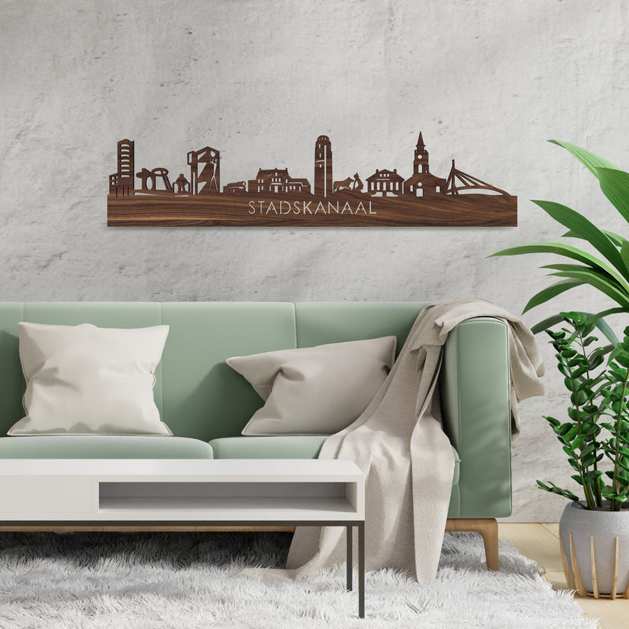 Skyline Stadskanaal Noten houten cadeau decoratie relatiegeschenk van WoodWideCities