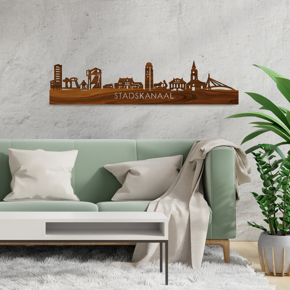 Skyline Stadskanaal Palissander houten cadeau decoratie relatiegeschenk van WoodWideCities