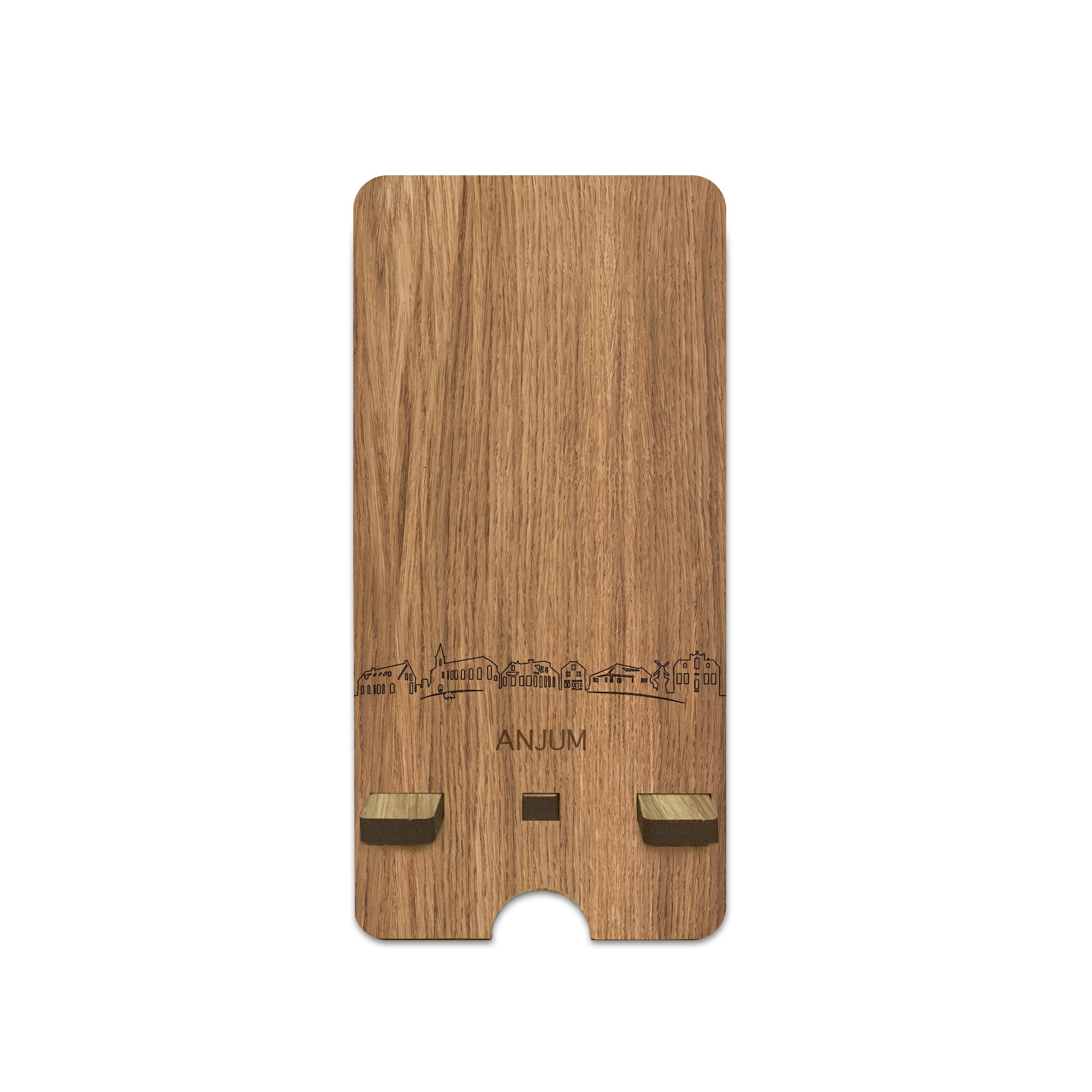 Skyline Telefoonhouder Anjum houten cadeau decoratie relatiegeschenk van WoodWideCities