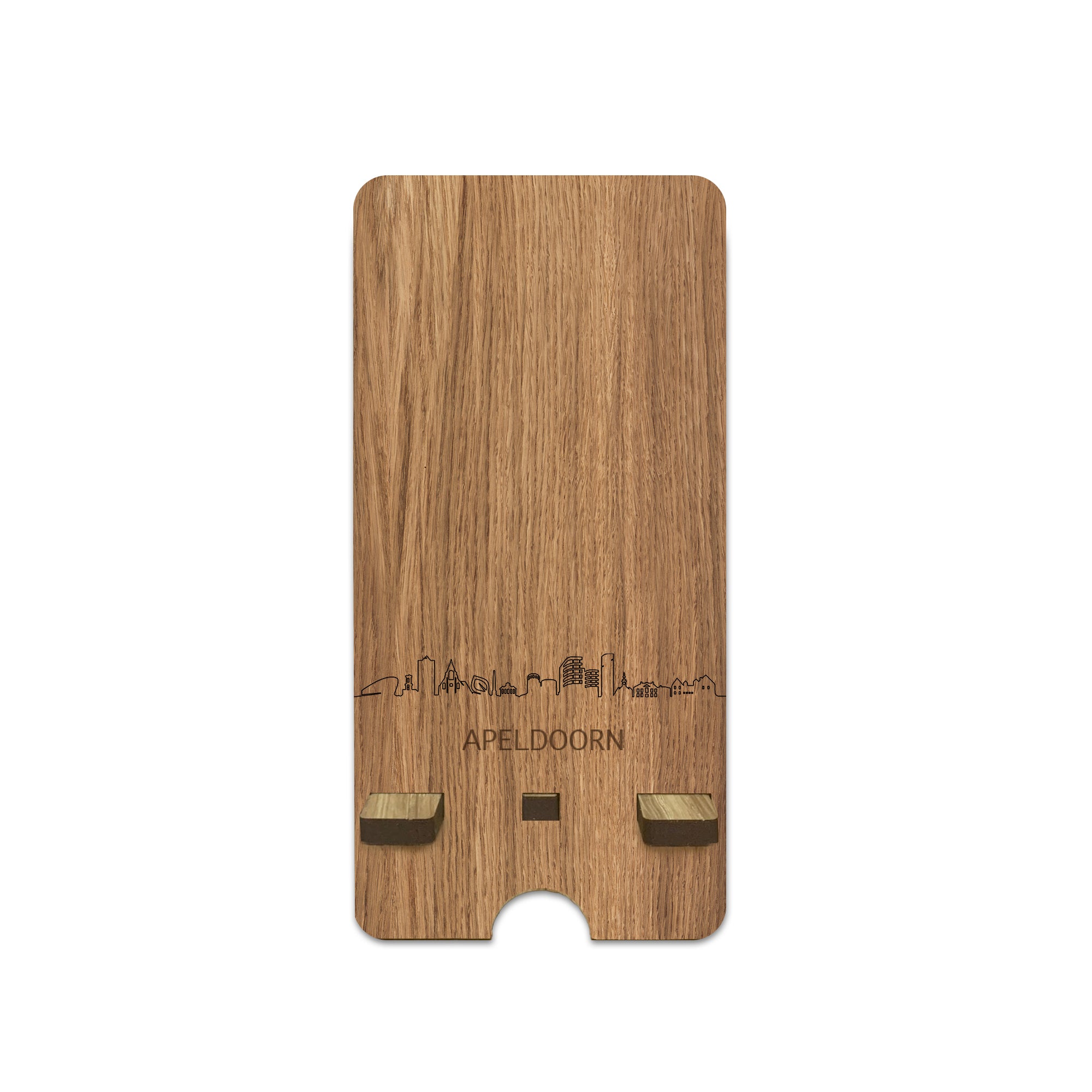 Skyline Telefoonhouder Apeldoorn houten cadeau decoratie relatiegeschenk van WoodWideCities