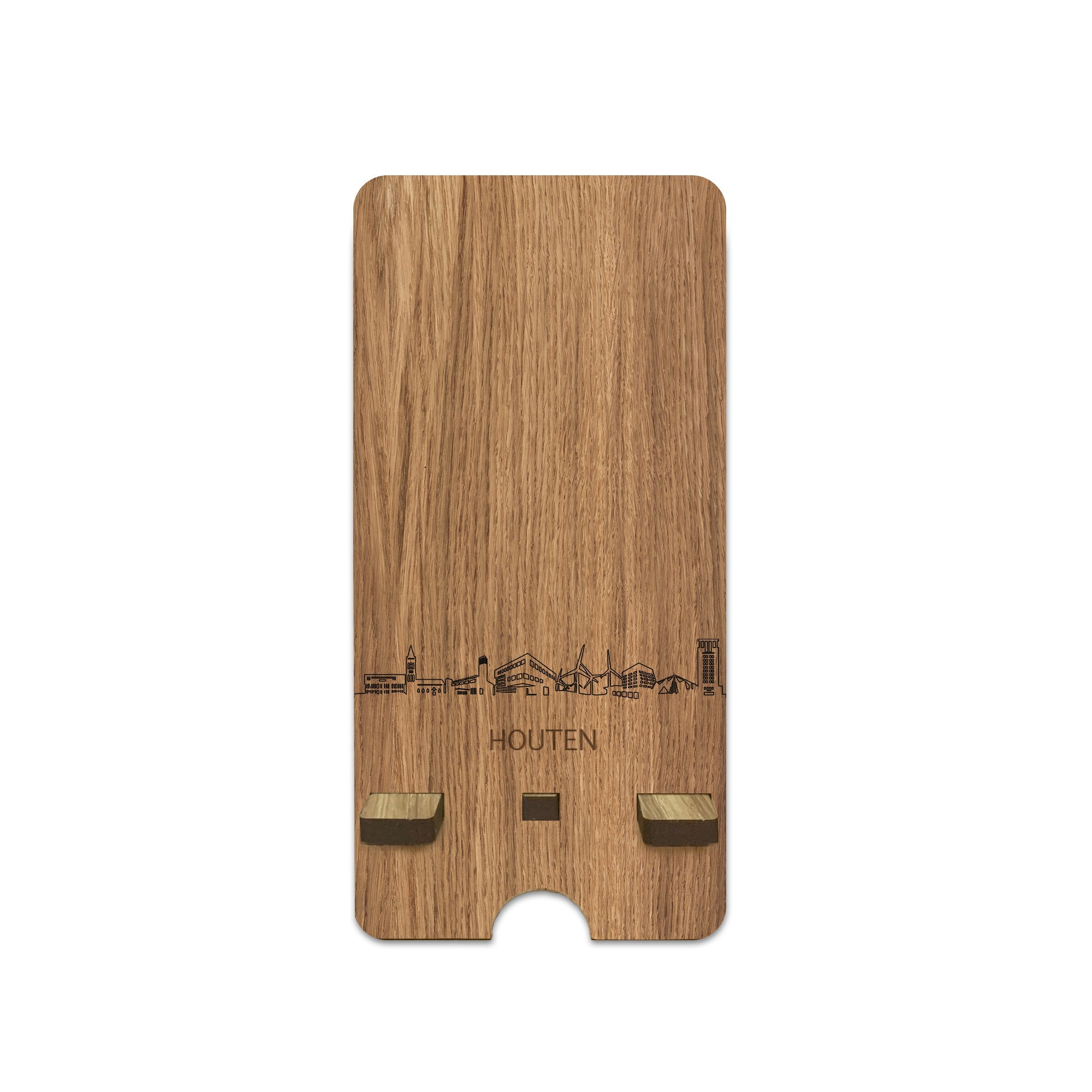 Skyline Telefoonhouder Houten houten cadeau decoratie relatiegeschenk van WoodWideCities