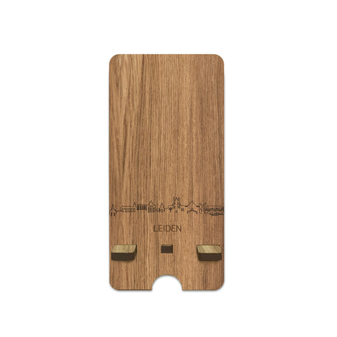 Skyline Telefoonhouder Leiden houten cadeau decoratie relatiegeschenk van WoodWideCities