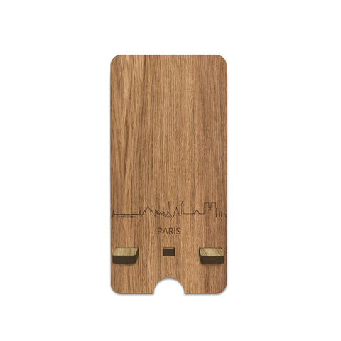 Skyline Telefoonhouder Parijs houten cadeau decoratie relatiegeschenk van WoodWideCities
