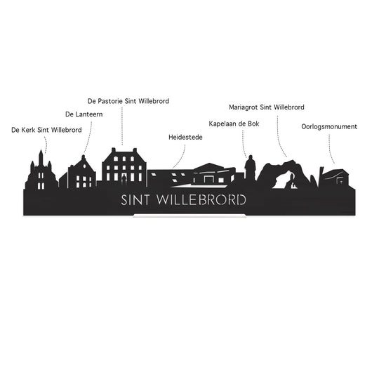 Skyline Telefoonhouder Sint Willebrord houten cadeau decoratie relatiegeschenk van WoodWideCities