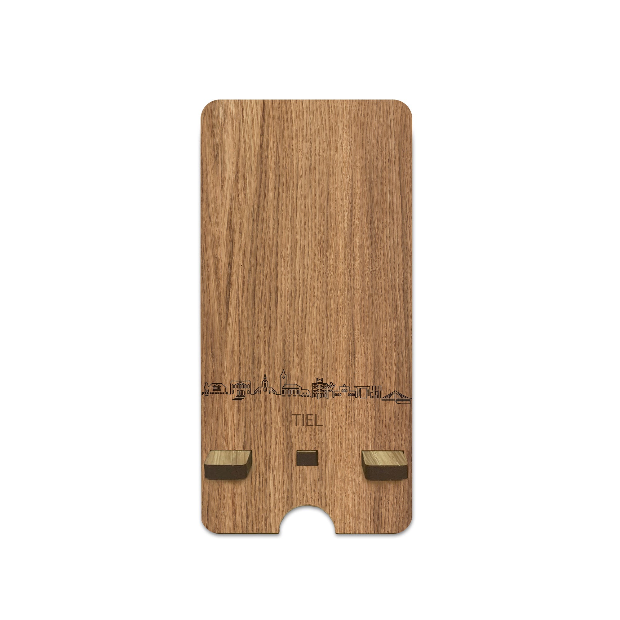 Skyline Telefoonhouder Tiel houten cadeau decoratie relatiegeschenk van WoodWideCities