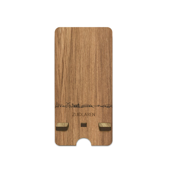 Skyline Telefoonhouder Zuidlaren houten cadeau decoratie relatiegeschenk van WoodWideCities