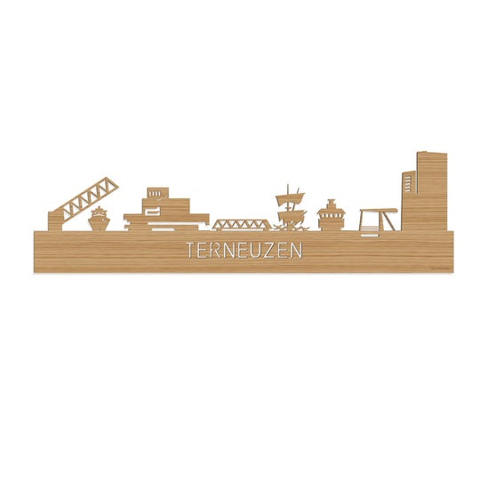 Skyline Terneuzen Bamboe houten cadeau decoratie relatiegeschenk van WoodWideCities