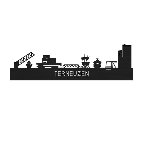 Skyline Terneuzen Black houten cadeau decoratie relatiegeschenk van WoodWideCities