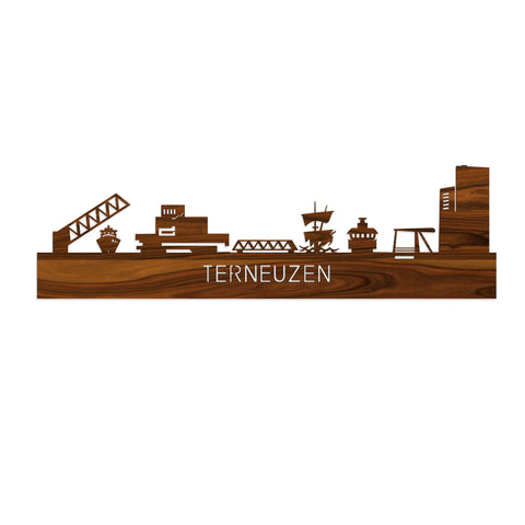 Skyline Terneuzen Palissander houten cadeau decoratie relatiegeschenk van WoodWideCities