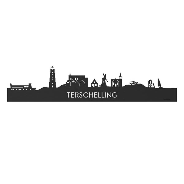 Skyline Terschelling Black houten cadeau decoratie relatiegeschenk van WoodWideCities