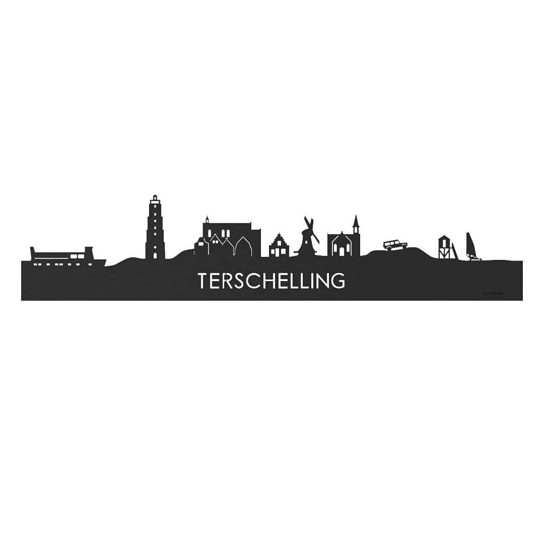 Skyline Terschelling Black houten cadeau decoratie relatiegeschenk van WoodWideCities