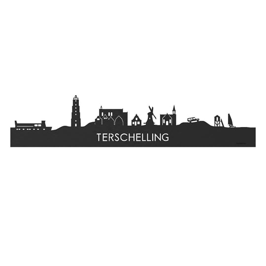 Skyline Terschelling Black houten cadeau decoratie relatiegeschenk van WoodWideCities