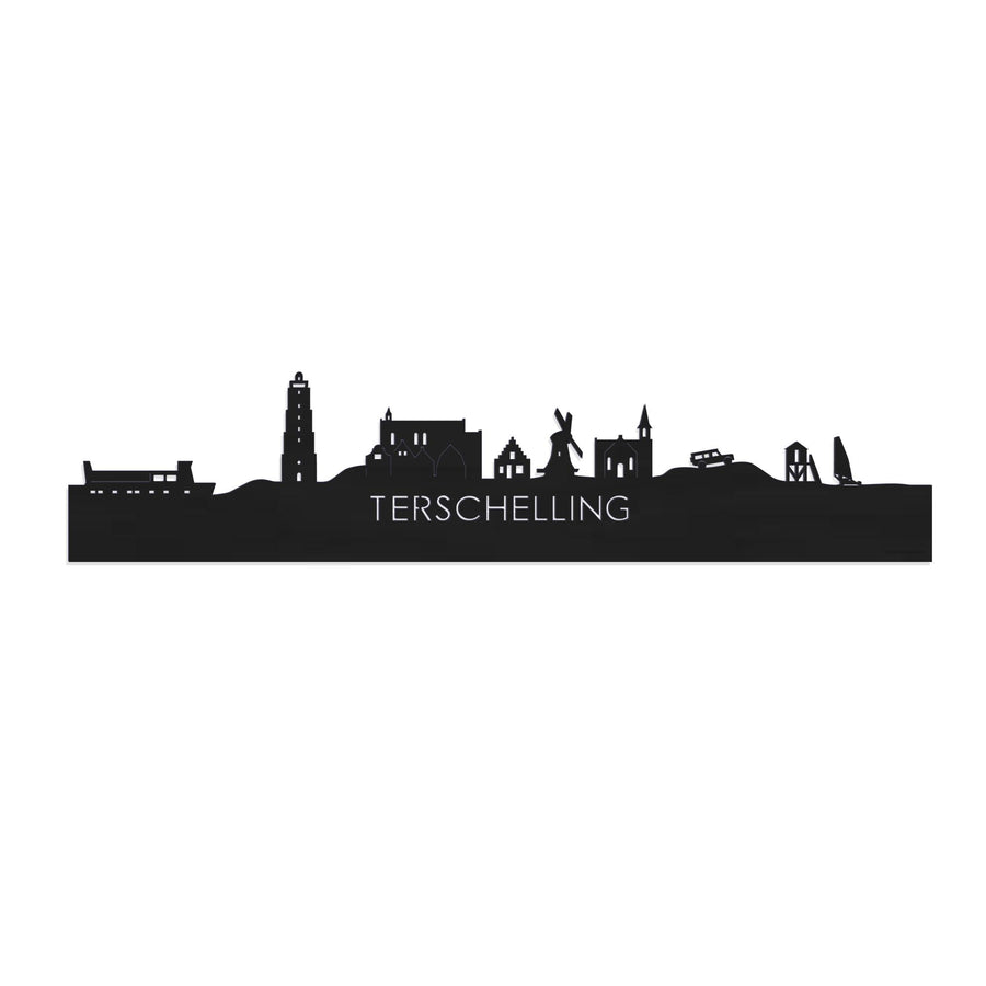 Skyline Terschelling Black houten cadeau decoratie relatiegeschenk van WoodWideCities