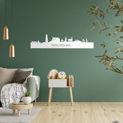 Skyline Terschelling Wit glanzend gerecycled kunststof cadeau decoratie relatiegeschenk van WoodWideCities
