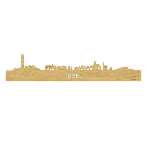 Skyline Texel Eiken houten cadeau decoratie relatiegeschenk van WoodWideCities