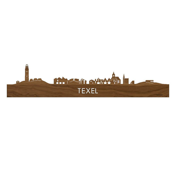Skyline Texel Noten houten cadeau decoratie relatiegeschenk van WoodWideCities