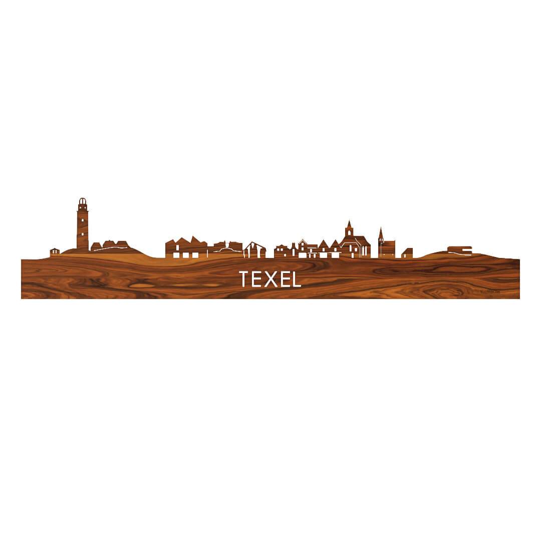Skyline Texel Palissander houten cadeau decoratie relatiegeschenk van WoodWideCities