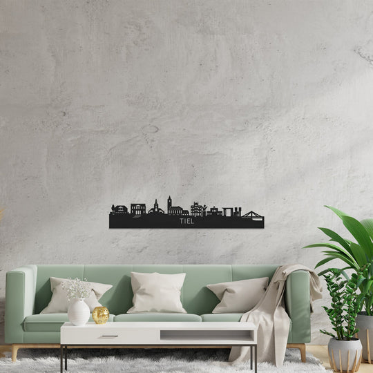 Skyline Tiel Zwart houten cadeau decoratie relatiegeschenk van WoodWideCities