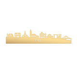 Skyline Tiel Metallic Goud gerecycled kunststof cadeau decoratie relatiegeschenk van WoodWideCities