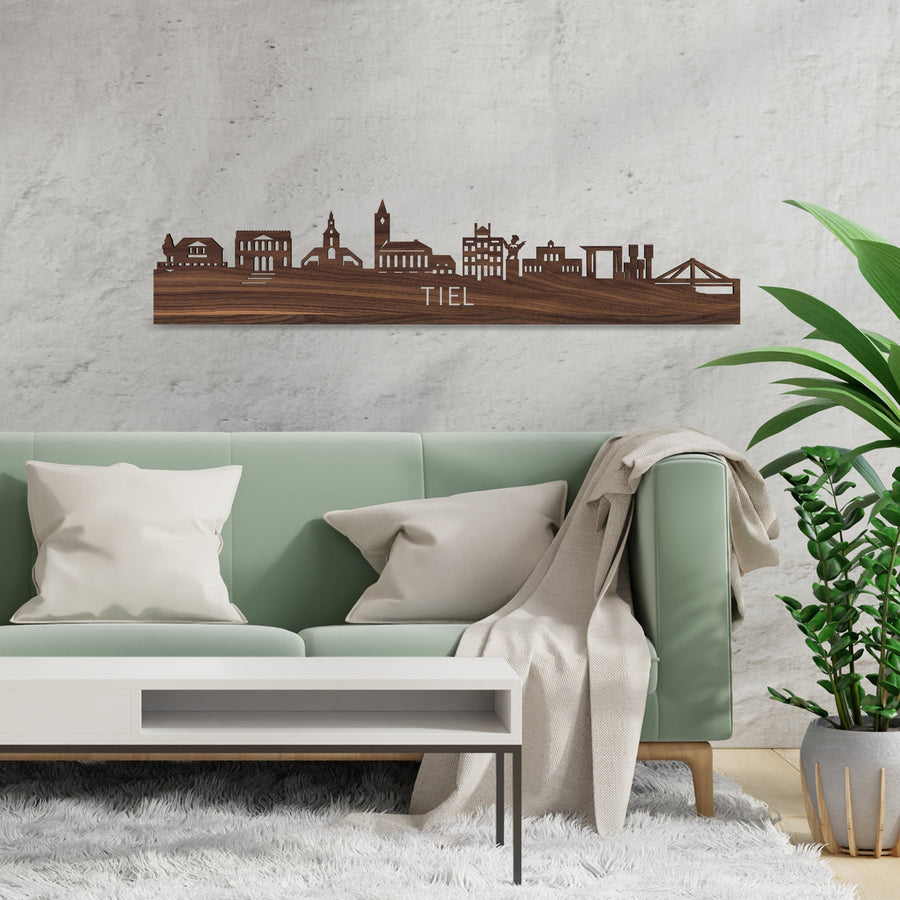 Skyline Tiel Noten houten cadeau decoratie relatiegeschenk van WoodWideCities