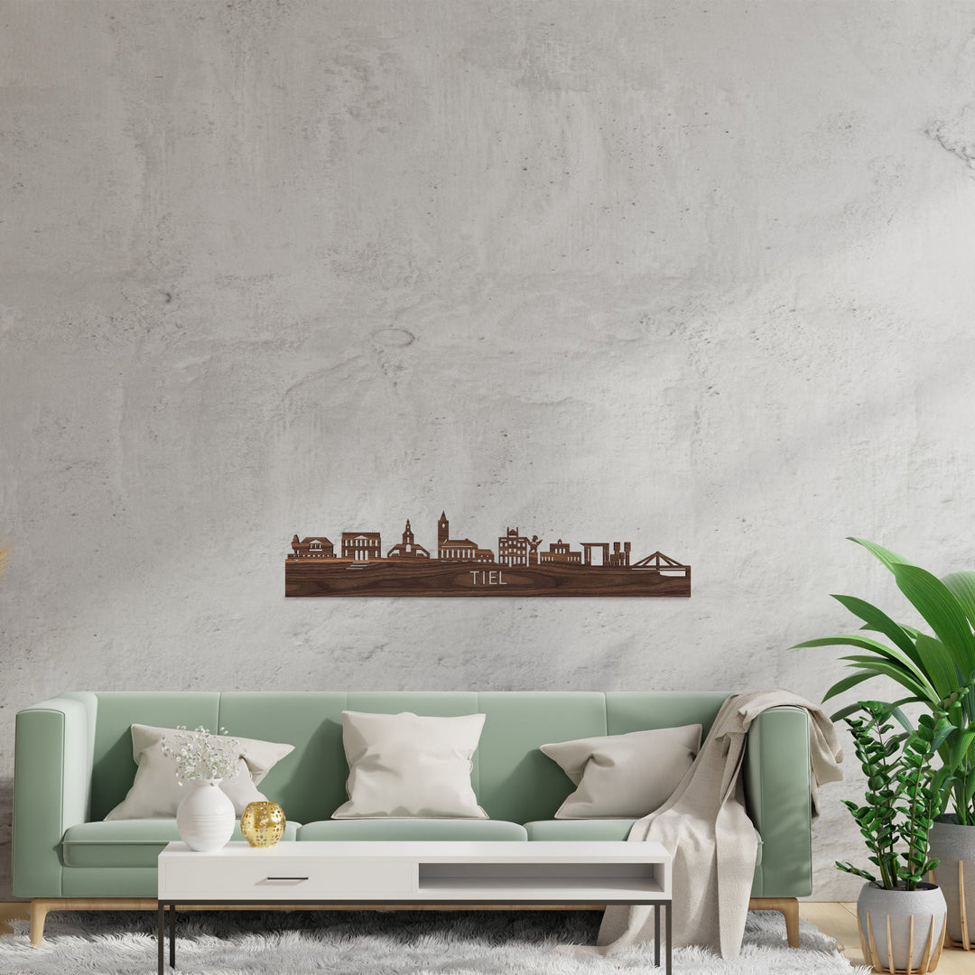 Skyline Tiel Noten houten cadeau decoratie relatiegeschenk van WoodWideCities