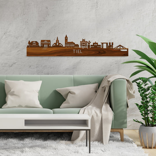 Skyline Tiel Palissander houten cadeau decoratie relatiegeschenk van WoodWideCities