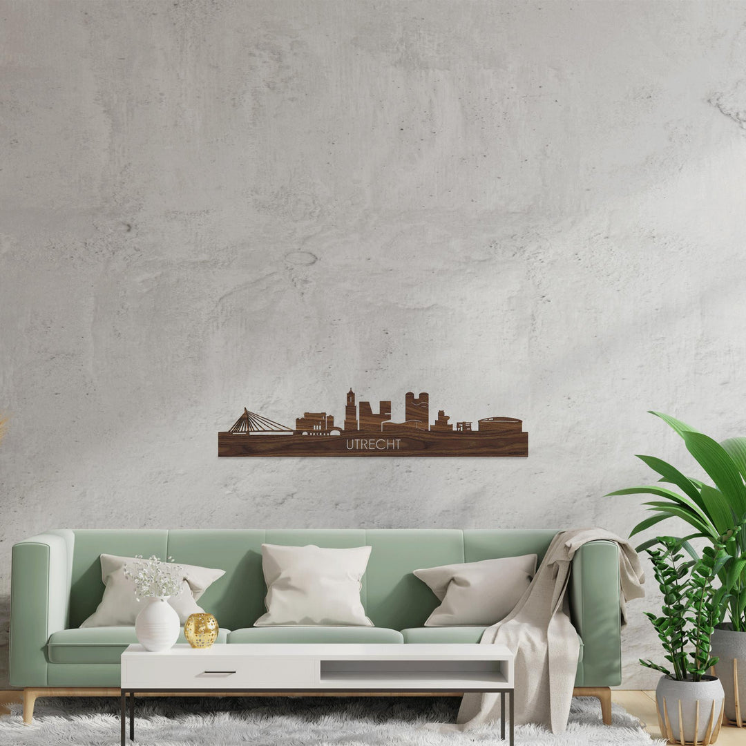 Skyline Utrecht Noten houten cadeau decoratie relatiegeschenk van WoodWideCities