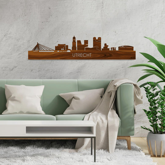 Skyline Utrecht Palissander houten cadeau decoratie relatiegeschenk van WoodWideCities