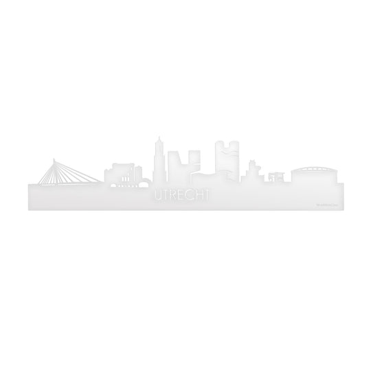 Skyline Utrecht Wit glanzend gerecycled kunststof cadeau decoratie relatiegeschenk van WoodWideCities